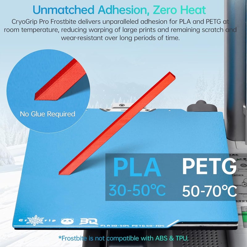 BigTreeTech BIQU Cryogrip Pro Frostbite Panda Build Plate 184x184MM for Bambu-Lab A1 Mini 3D Printer - Image 2